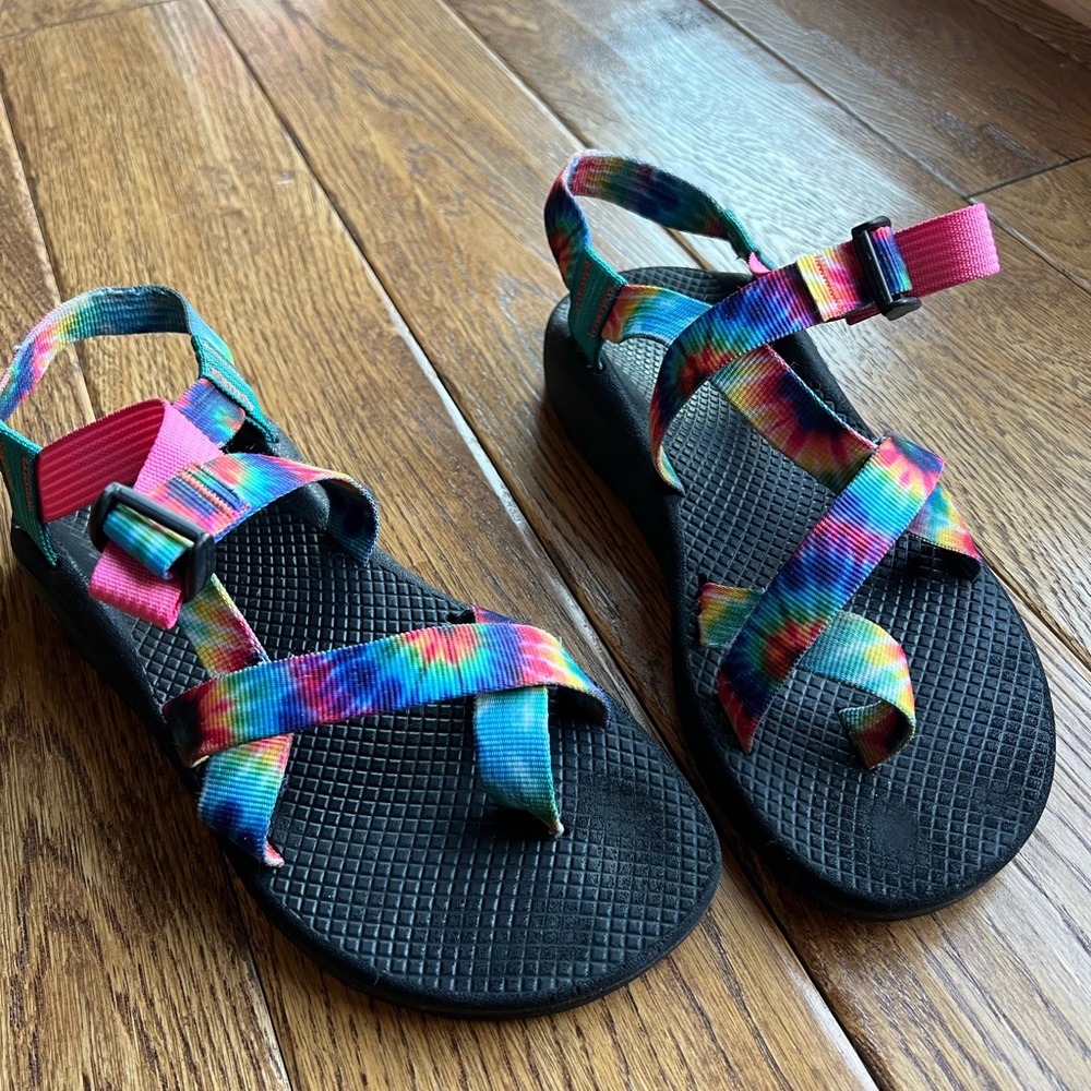 Custom cloud tie dye Chacos
